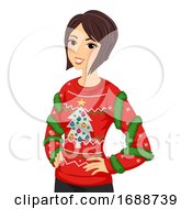 Girl Ugly Sweater Illustration