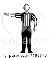 Poster, Art Print Of Basketball Referee Visible Count Hand Signal Retro Black And White