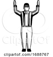 American Football Official Touchdown Sign Hand Signal Retro
