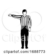 Ice Hockey Official Or Referee Hand Signal Drawing Black And White