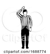 Poster, Art Print Of Ice Hockey Official Or Referee Hand Signal Drawing Black And White