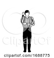 Ice Hockey Official Or Referee Hand Signal Drawing Black And White by patrimonio