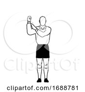 Rugby Referee Penalty Knock On Hand Signal Drawing Retro