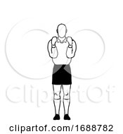 Poster, Art Print Of Rugby Referee Penalty Not Releasing The Ball Hand Signal Drawing Retro