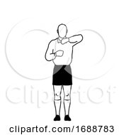Poster, Art Print Of Rugby Referee Penalty Leaning On Lineout Signal Drawing Retro