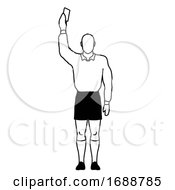Poster, Art Print Of Rugby Referee Penalty Red Card Sending Off Yellow Card Caution Signal Drawing Retro