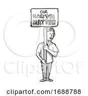 Poster, Art Print Of Young Student Protesting Our Earth Matter On Climate Change Drawing