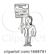 Poster, Art Print Of Young Student Protesting Change The Politics Not The Climate On Climate Change Drawing