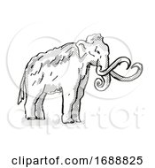 Poster, Art Print Of Columbia Mammoth Extinct North American Wildlife Cartoon Drawing