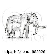 Poster, Art Print Of American Mastodon Extinct North American Wildlife Cartoon Drawing