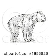 Poster, Art Print Of Short-Faced Bear Extinct North American Wildlife Cartoon Drawing