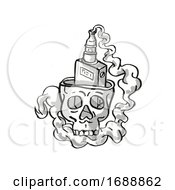 Poster, Art Print Of Human Vaper Skull Smoking Tattoo Drawing