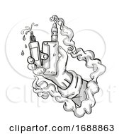 Poster, Art Print Of Hand Holding Vape Electronic Cigarette Kit Tattoo