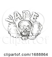 Poster, Art Print Of Human Vaper Skull Vaping Puffing Smoke Tattoo Drawing