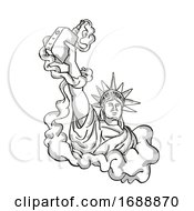 Poster, Art Print Of Statue Of Liberty Holding Vape Electronic Cigarette Tattoo