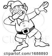 Poster, Art Print Of Cartoon Black And White Christmas Elf Dabbing