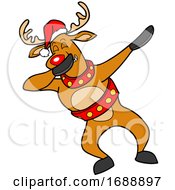 Poster, Art Print Of Cartoon Christmas Reindeer Dabbing