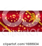 Poster, Art Print Of Christmas Banner With Gold Ribbon