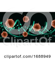 Poster, Art Print Of 3d Medical Background With Abstract Virus Cells On A Dna Strand