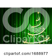Poster, Art Print Of Green And Gold Christmas Tree Background