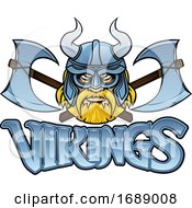 Viking Mascot Warrior Crossed Axes Sign Graphic