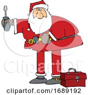 Poster, Art Print Of Cartoon Santa Using Tools