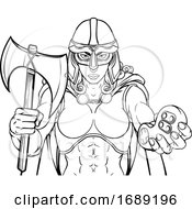 Poster, Art Print Of Viking Trojan Celtic Knight Gamer Warrior Woman