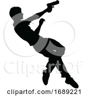 Action Movie Shoot Out Person Silhouette by AtStockIllustration