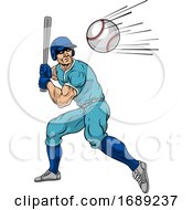 Poster, Art Print Of Baseball Player Swinging Bat At Ball For Home Run