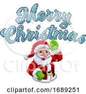 Poster, Art Print Of Santa Claus Marry Christmas 8 Bit Game Pixel Art