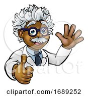 Poster, Art Print Of Scientist Cartoon Character Sign Thumbs Up