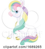 Poster, Art Print Of Cute Pony With Rainbow Hair