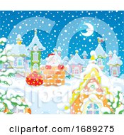 Poster, Art Print Of Santa Going Down A Chimney