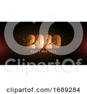 Poster, Art Print Of Glowing Numbers Happy New Year Banner