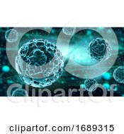 Poster, Art Print Of 3d Medical Background With Virus Cells