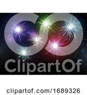 Poster, Art Print Of Colourful Fireworks Display Background