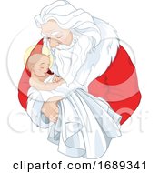 Poster, Art Print Of Santa Claus Holding Baby Jesus