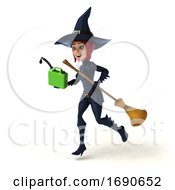 3d Sexy Blue Witch On A White Background by Julos
