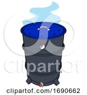 Poster, Art Print Of Drum Barrel Bbq Smoker With Blue Smoke