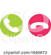 Poster, Art Print Of Icon Or Button Of Green And Red Handset Call Or Hang Up