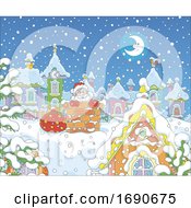 Poster, Art Print Of Santa Going Down A Chimney