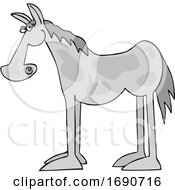 Poster, Art Print Of Cartoon Gray Horse In Profile