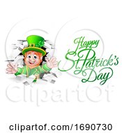Poster, Art Print Of Leprechaun And Happy St Patricks Day Greeting