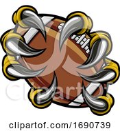 Monster Animal Claw Holding American Football Ball by AtStockIllustration