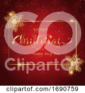 Poster, Art Print Of Christmas Background With Decorative Text And Glitter Snowflakes
