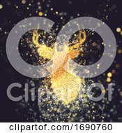 Poster, Art Print Of Christmas Background With Deer Head And Sparkle Effect