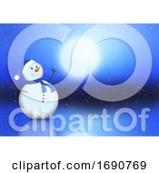 Poster, Art Print Of Christmas Background With Cute Snowman