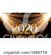 Poster, Art Print Of Happy New Year Background With Gold Numbers Under Spotlights