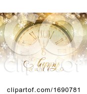 Poster, Art Print Of Gold Happy New Year With Clock Design
