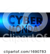 Cyber Monday Banner With Binary Code Design